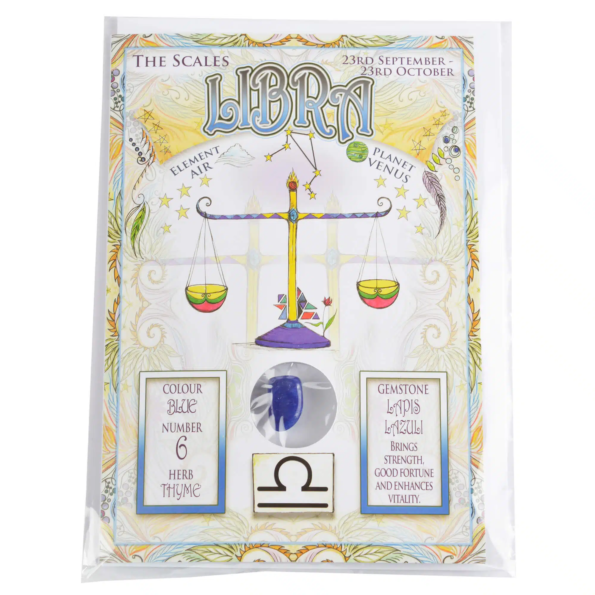 Libra Zodiac Card with Gemstone Libra Zodiac Card with Gemstone
