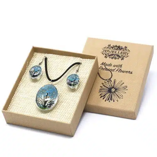 Teal Pressed Flower Jewellery Set