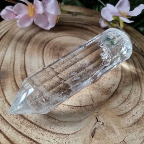 18 Sided Vogel Style Clear Natural Quartz Crystal Wand