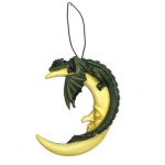 Hanging Dragon on Moon Figurine - Green