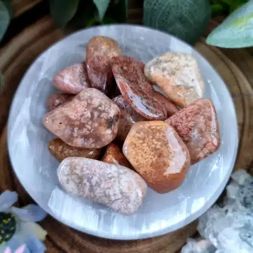 Pink Moss Agate Crystal Tumblestone