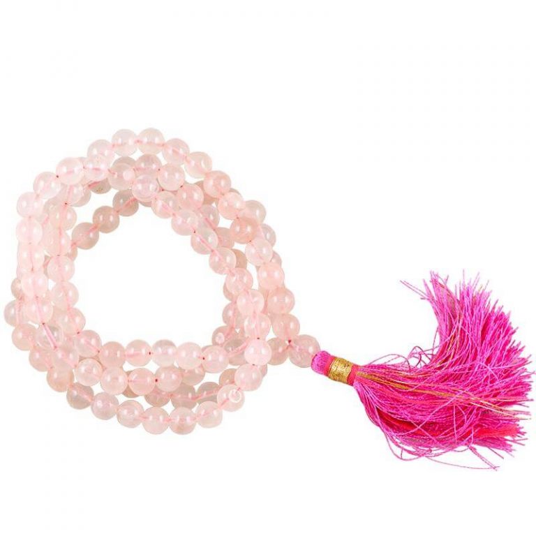 Mala Beads Rose Quartz Purple Lotus