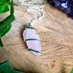 Spiral Pendant - Raw Rose Quartz