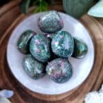 Ruby in Zoisite (Anyolite) Crystal Tumblestone