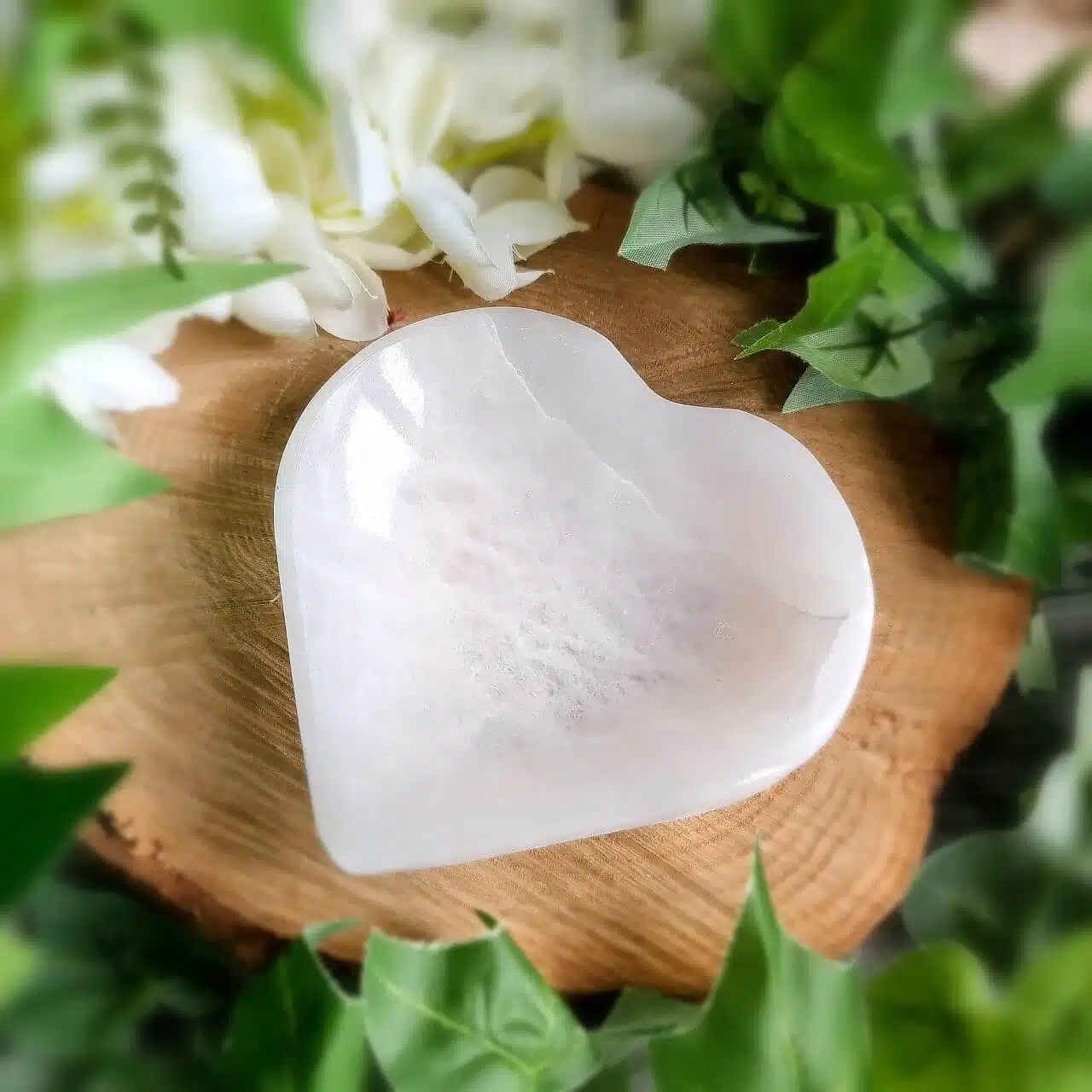 Large Selenite Heart Bowl Large Selenite Heart Bowl