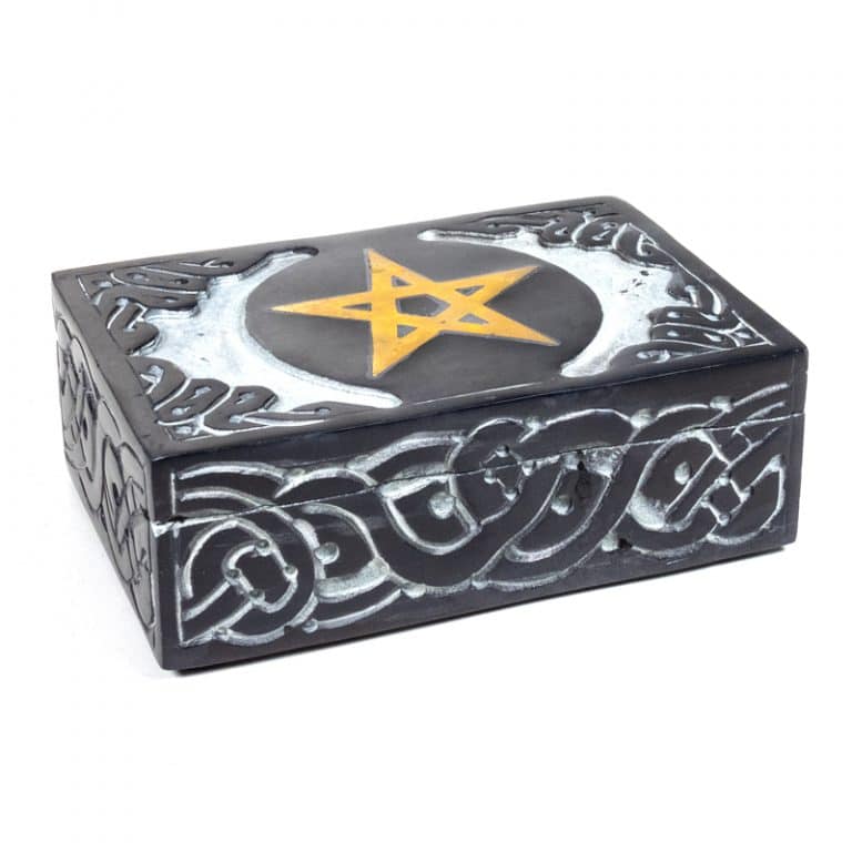 Tarot Box with Pentagram Soapstone Purple Lotus
