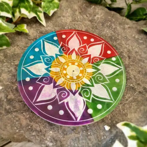 Rainbow Soapstone Incense Holder Dish