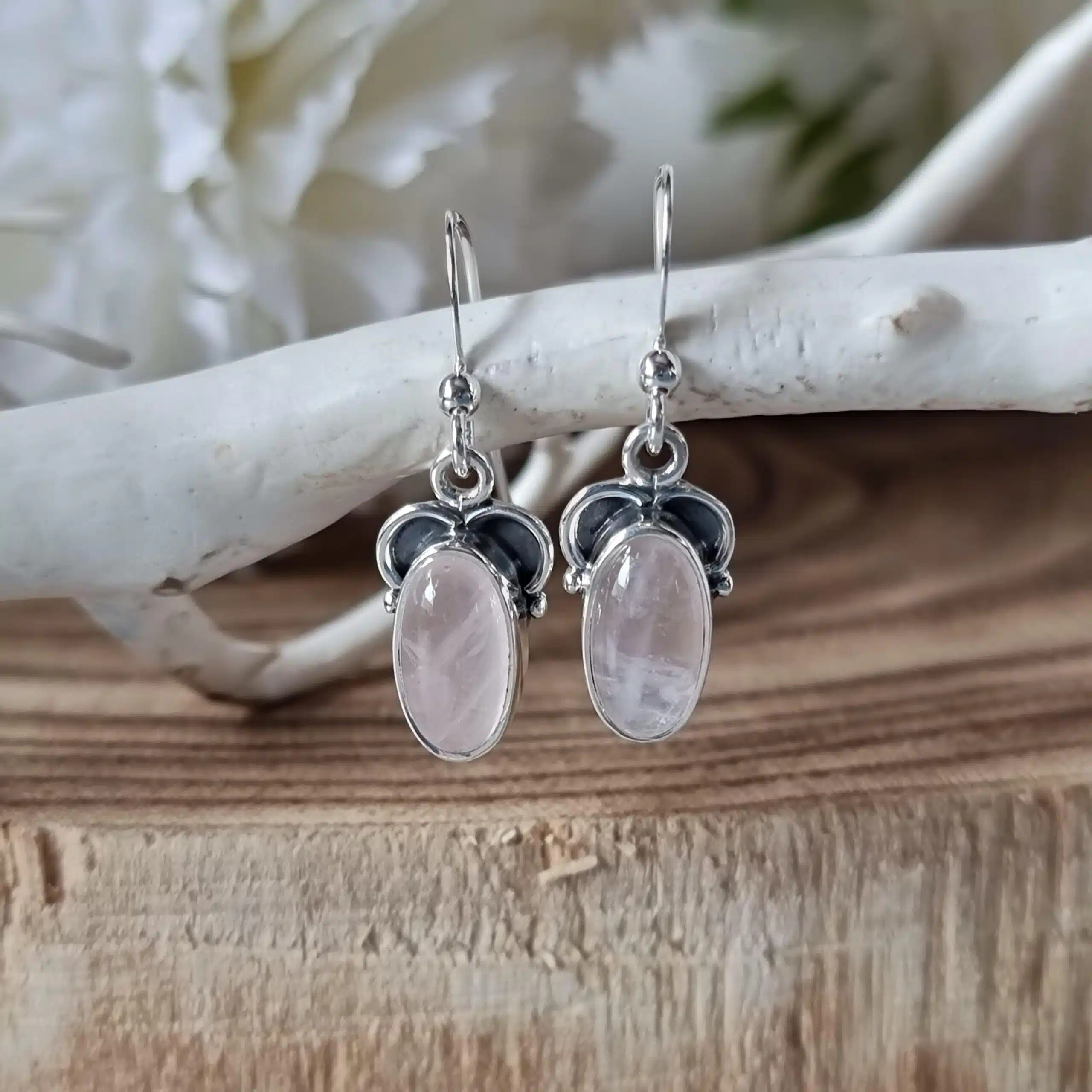 Silver Rose Quartz Earrings Silver Rose Quartz Earrings