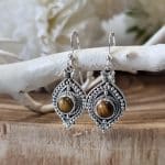 Silver Tigers Eye Earrings