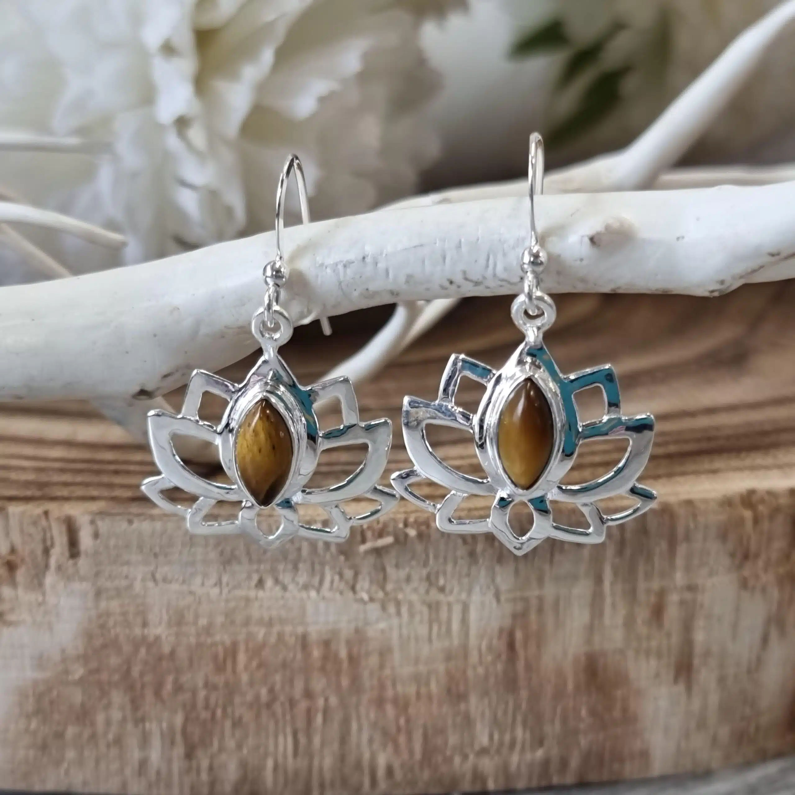 Silver Tigers Eye Earrings Silver Tigers Eye Earrings