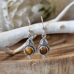 Silver Tigers Eye Earrings
