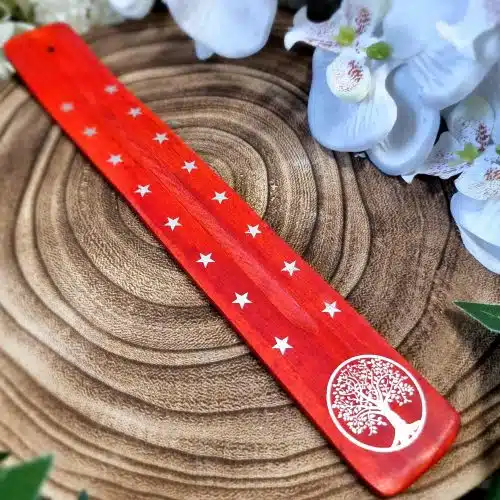 Red Tree of Life Wooden Incense Holder
