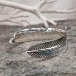Silver Bangle - Feather