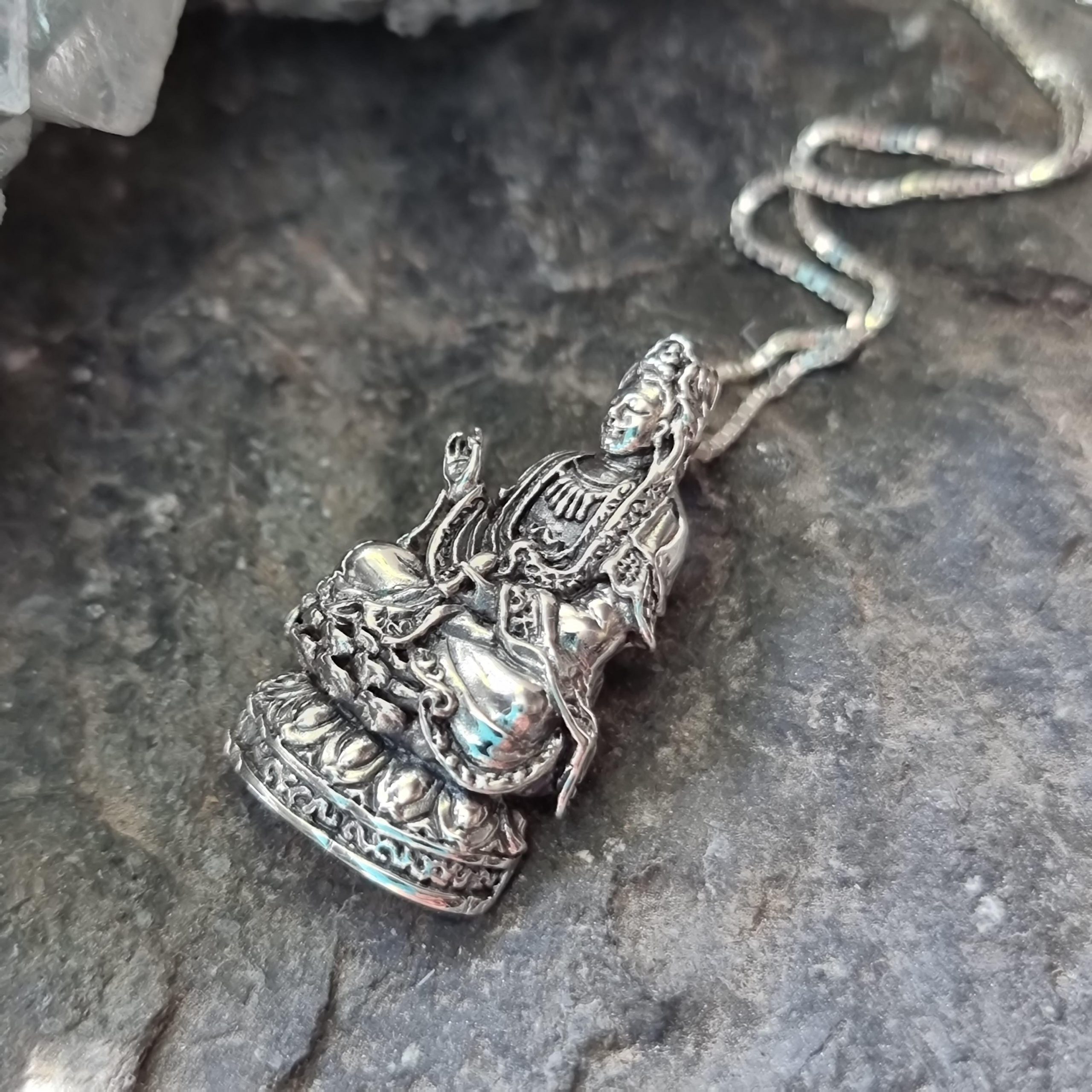 Kwan Yin Pendant – Purple Lotus