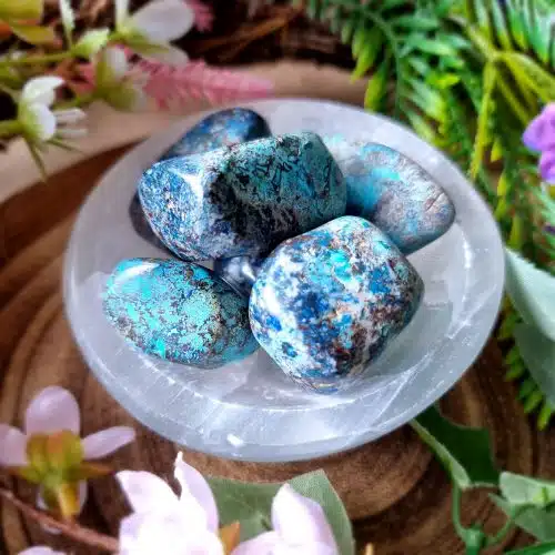 Shattuckite with Chrysocolla Crystal Tumblestone