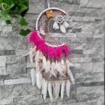 Crescent Moon Dreamcatcher - Pink/White