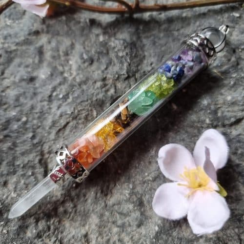 Crystal Chip Wand/Pendant - Chakra